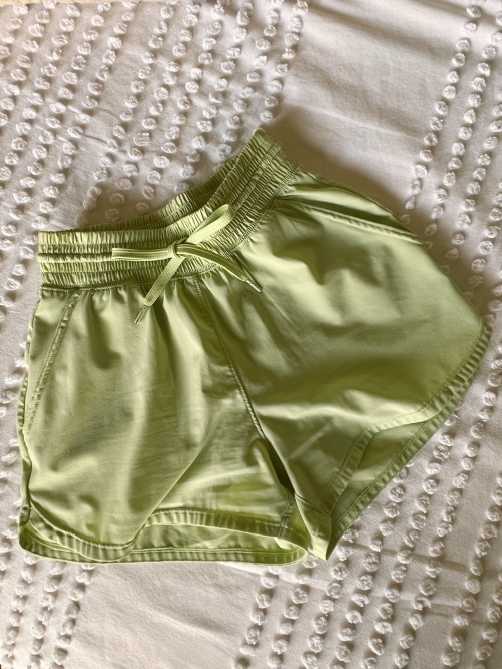 YPB motionTEK original High Rise Lined Athletic Workout Shorts - Soft Lime Green